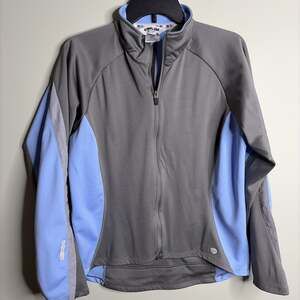 Vintage Pearl Izumi Bicycle Jacket Blue Gray Womens Medium Full Zip Large